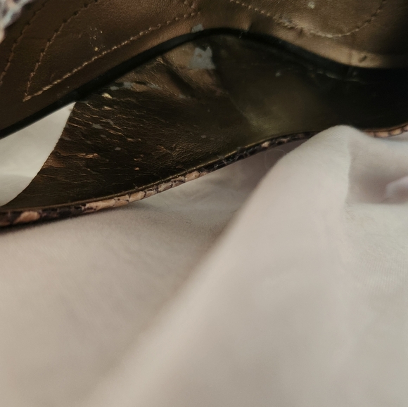 Tahari Open Toe Slingback Sandal Snakeskin Print Black/Tan 4" Heel Size 9M - Picture 6 of 6